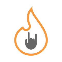 Isolated isolated line art flame icon with a rocking hand