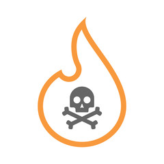 Isolated isolated line art flame icon with a skull