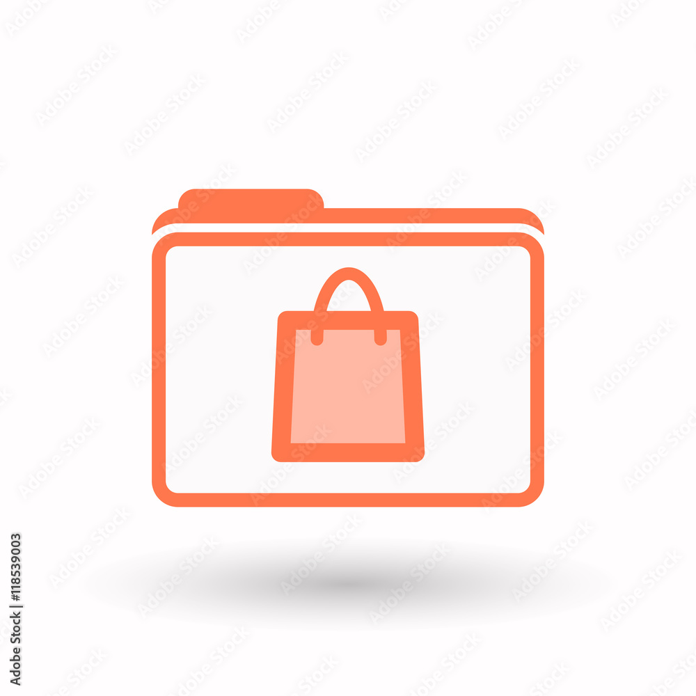 Wall mural isolated line art folder icon with a shopping bag