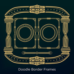 Ornament doodle border frames Set in vintage style.