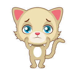 Cute yellow cat being worried