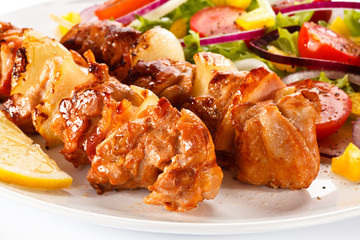 Kebabs - grilled meat and vegetables 