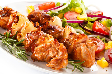 Kebabs - grilled meat and vegetables 