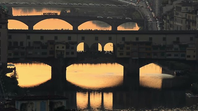Ponte Vecchio at sunset in Florence, Tuscany, Italy.