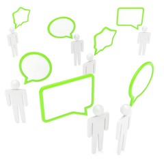 people with talk bubbles isolated over a white background. 3d rendering.