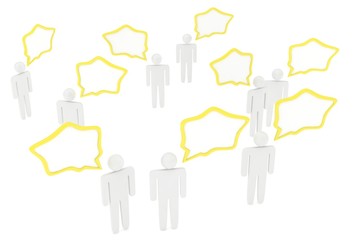 people with talk bubbles isolated over a white background. 3d rendering.