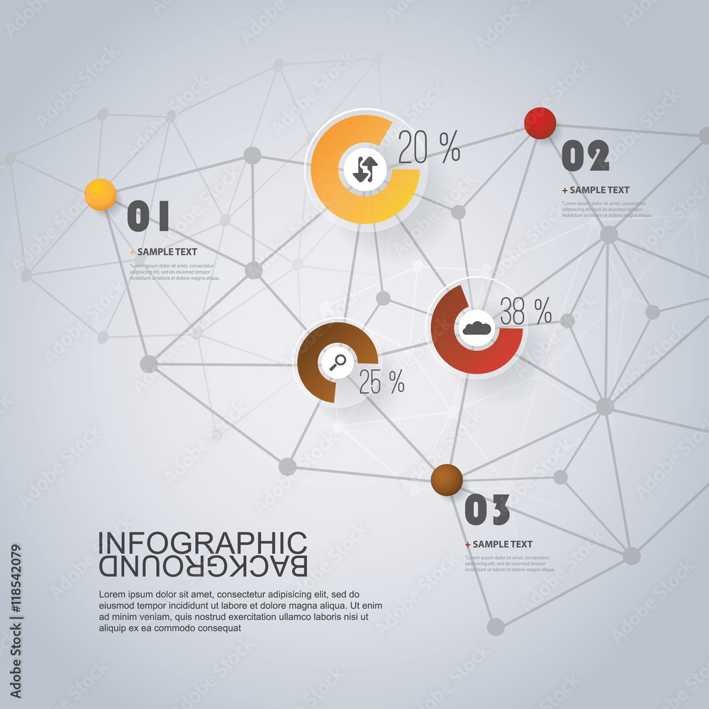 Poster circle infographic design with pie chart - networks