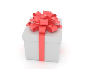 gift box with bows isolated on white. 3d rendering.