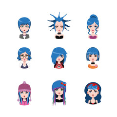 Women avatar with blue hair #1