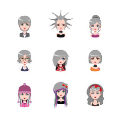 Women avatar with gray hair #1