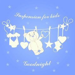 Children's suspension, children's toys on a white rope