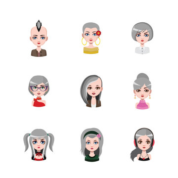 Women avatar with gray hair #3