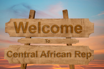 Welcome to Central African Republic  sing on wood background