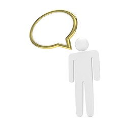 3d man with talk bubbles isolated over a white background. 3d rendering.