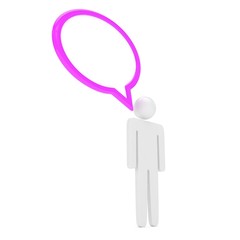 3d man with talk bubbles isolated over a white background. 3d rendering.