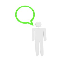 3d man with talk bubbles isolated over a white background. 3d rendering.
