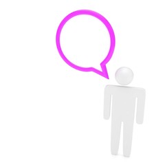 3d man with talk bubbles isolated over a white background. 3d rendering.