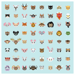 Collection of cute animal faces