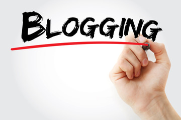 Hand writing Blogging with marker, concept background