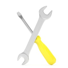 3D Illustration Wrench and screwdriver, service concept