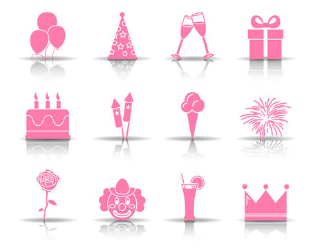Geburtstag Iconset - Pink (Schatten)
