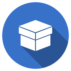 Flat design blue round web box vector icon