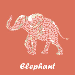 Naklejka premium Greeting card with decorative elephant. Vector illustration.
