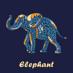 Fototapeta na wymiar Greeting card with decorative elephant. Vector illustration.