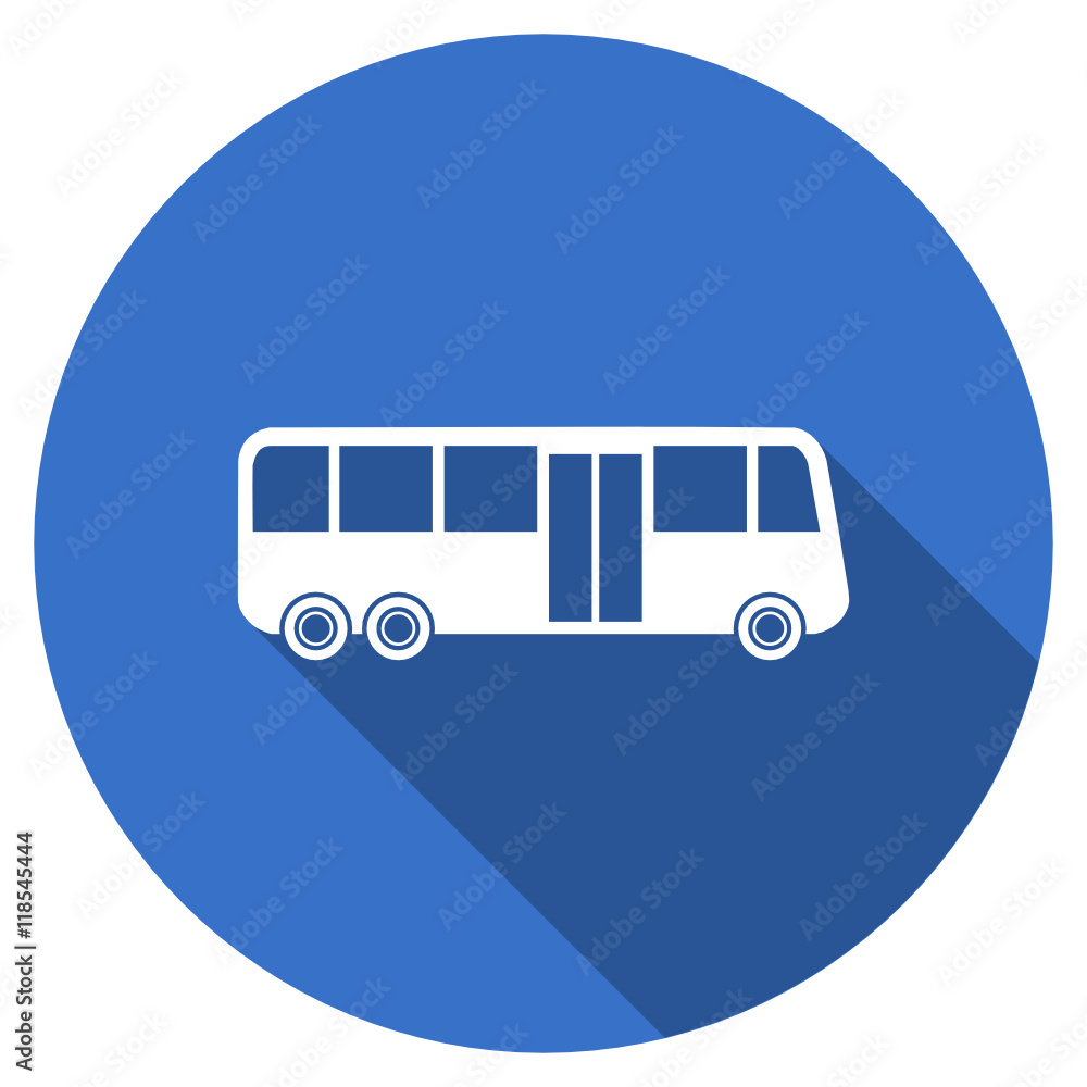 Aufkleber flat design blue bus web vector icon