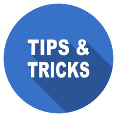 Flat design blue round web tips tricks vector icon