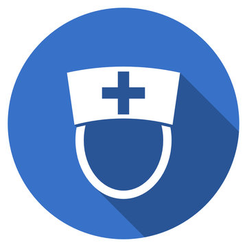 Flat design blue round web hospital vector icon