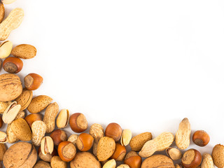 Background of mixed nuts with copy space