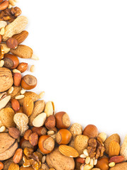 Background of mixed nuts with copy space