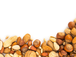 Background of mixed nuts with copy space
