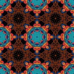 Foto op Plexiglas Naadloos decoratief patroon. Ornament met mozaïekelementen © fraulein_freya