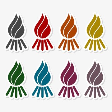Bonfire. Single flat icon. Vector illustration