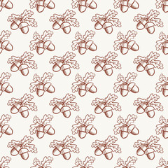 Seamless pattern with acorns. Vector background.
