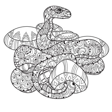 Hand drawn doodle outline anaconda.