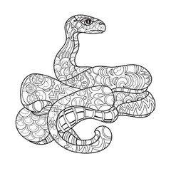 Hand drawn doodle outline anaconda.