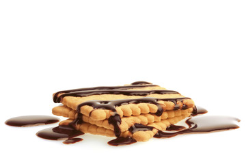 Biscuits with Chocolate.
Isolated On White Background.