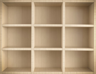 Wooden shelf with empty racks
