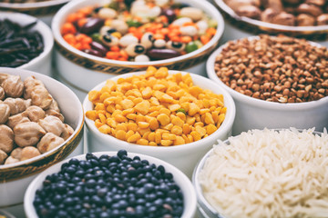 Variety of legumes and rices