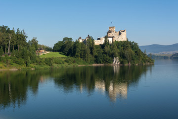 Dunajec castle in the morning time. Niedzica village in Poland. Europe.