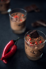 Chocolate mousse with chili pepper