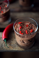 Chocolate mousse with chili pepper