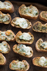 Crunchy toast with cheese and spices
