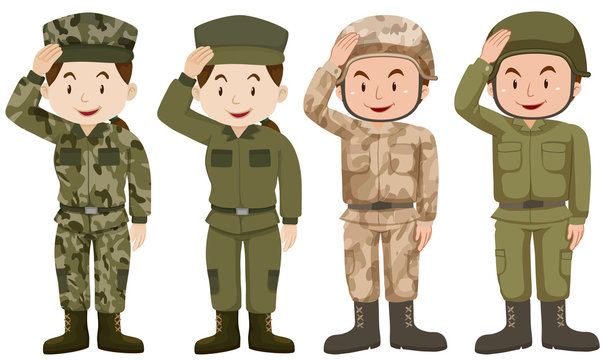 Soldiers in green and brown uniform