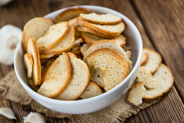 Portion of bread chips (selective focus)