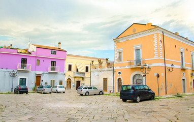 colorful buildings in Lesina village in Apulia, Gargano, Italy