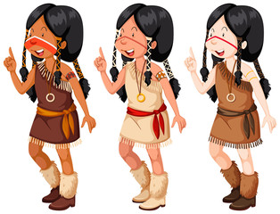 Native american indian girls in traditional costume